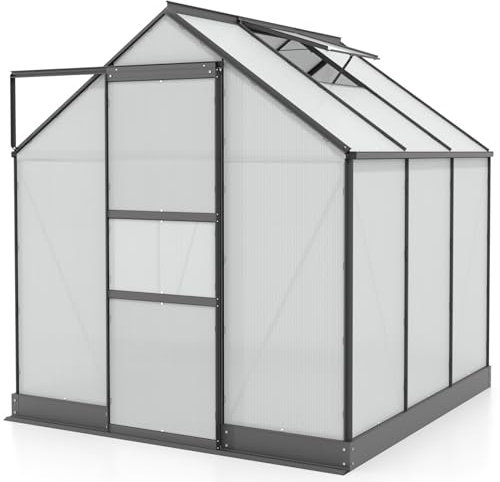 Vitavia Gewächshaus Apollo 3800 schwarz | 3,8 m² | 6 mm HKP | Inkl. Stahlfundament | Barrierefreier Zugang | Tür für Vorhängeschloss | Einfacher Aufbau | Langlebig & Wetterfest