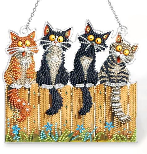 Yiminu.DS Diamond Painting Erwachsene, Diamant Painting Bilder 5D Acryl Diamond-Painting Set Bastelset Fenster Garten Dekor BastelnWanddeko, Katze