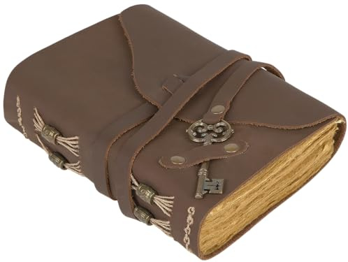 GlobeeCraft Vintage Leder Tagebuch Braun mit Schloss Baumwollpapier Lederbuch für Reisen 18x13 cm Ideal für Schreiben Reisen und Persönliche Notizen