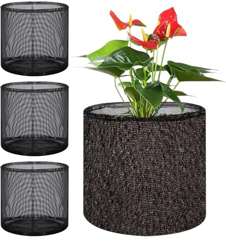 Generisch 4 Stück Wasserpflanzenkorb, atmungsaktive Mesh-Pflanztaschen für Teich, Garten und Balkon, ideal für schwimmende Aquatische Pflanzen und Innenraumbegrünung