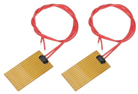 sourcing map Heater Film Heating Plate, 7W 12V Polyimide Heat Pad, Adhesive PI Heater Elements Film 50mmx25mm Heater Strip for Constant Temperature, Pack of 2