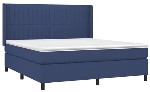 Homgoday Boxspringbett mit Matratze Blau 160x200 cm Stoff Boxspring-Bett Boxspringbettgestell