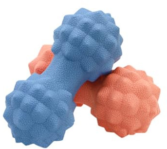 Silikon Massageball Doppelball Faszienball für Training und Yoga | Extra Fest, Rollende Anwendung, für Pilates, Laufen und Radfahren, Blaue Ausführung, Kompakt