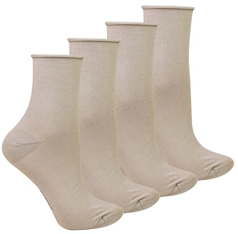 STEVEN - 4 Pairs Ladies Seamless Bamboo Sensory Socks Soft Breathable Non-Binding Socks