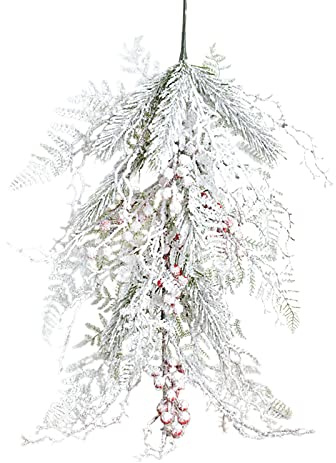Fictory Árbol de Navidad invertido de 55 cm, árbol de Navidad colgante de nieve, espuma artificial y plástico para decoración del hogar, oficina y fiesta