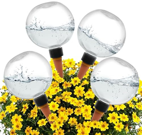 4PCS Plant Watering Globes, Self Watering Plant Spikes, 500ML Transparent Plant Watering Devices, Vacation Automatic Plant Waterer Bulbs - Slow Watering System, for Outdoor, Indoor, Office