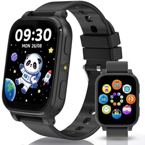 Montre Connectée Enfant Fitness Sans Téléphone Podomètre Suivi Sommeil IP68 | Smartwatch Enfant 1,83 Pouces HD avec 18 Jeux Éducatifs Réveil Lampe Calculatrice Cadeau Noël Anniversaire Garçon Fille