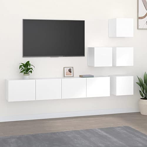 Sophrelle Meuble TV Mural Blanc Bois d'ingénierie,Meubles TV,52.5kg-3114574