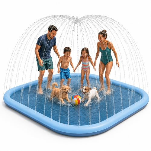 WDKXCN Splash Pad Rociador, 200CM Tapete De Agua Chapoteo, Piscina Chorros Perro, Almohadilla Aspersor De Juego PVC, Juegos Agua Jardin para Actividades Juegos Aire Libre