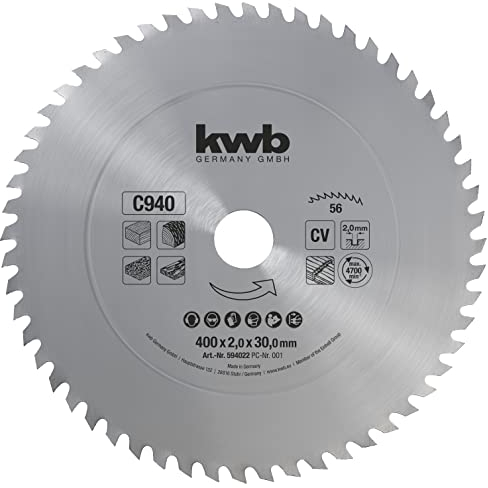 kwb Kreissägeblatt 400 x 30 mm, Made in Germany, grober schneller Schnitt, Sägeblatt geeignet für Brennholz und Schalungen
