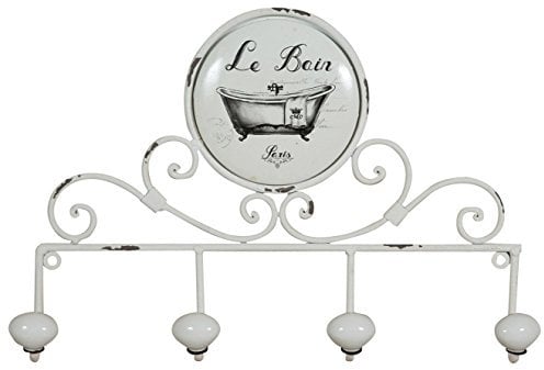 Biscottini Appendiabiti da parete 37x25x6 cm | Attaccapanni da muro in ferro | 4 ganci appendiabiti shabby chic | Appendiabiti ingresso