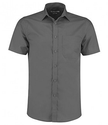 Kustom Kit Mens Short Sleeve Tailored Poplin Shirt (17.5) (Graphite)
