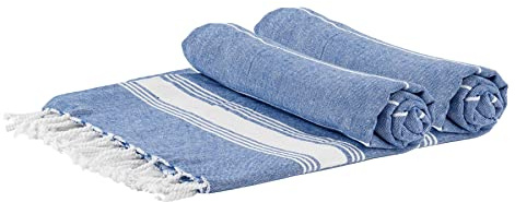 Nicola Spring Turkish Cotton Bath Towels - 170 x 90cm - Navy - Pack of 2 - Lightweight & Absorbent Large Adults Drying Beach Towel Bathroom Gym Cloth Sauna Hammam Shower Sheet