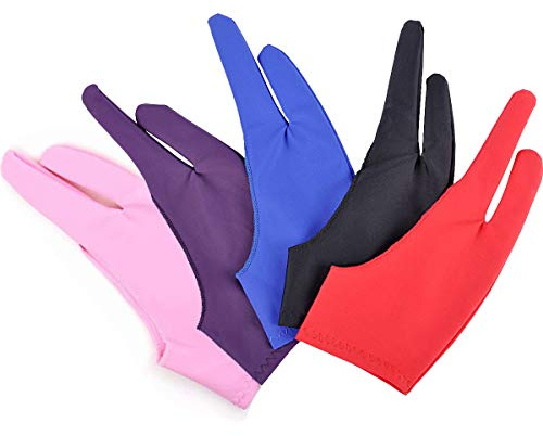 5 Pack Artist Glove for Drawing Tablet, Two-Finger Digital Drawing Gloves