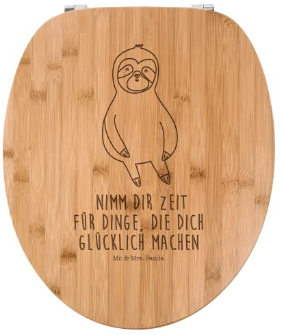 Mr. & Mrs. Panda WC Sitz Faultier Zufrieden - Geschenk, Faultier Geschenk, Zufriedenheit, Pause, Glück, WC-Sitz, Faultier Deko, Gelassenheit,