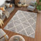 TAPISO Versay Teppich Shaggy Grau Creme Boho Fransen Modern Geometrisch Rautenmuster Hochflor Langflor Wohnzimmer Schlafzimmer ÖKOTEX 140 x 200 cm