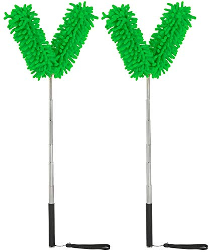 Sichler Haushaltsgeräte Staubwedel XXL: 2er-Set formbare Mikrofaser-Staubwedel, 2 Köpfe, Teleskop, bis 118 cm (Staubbesen Teleskop, Staubfänger, Heizkörper)