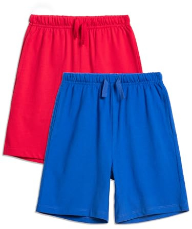 YOUNGSOUL Kinder Sweat Shorts 2er Pack Mädchen Jungen Kurze Hose Sommer Sporthosen