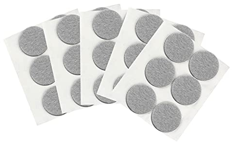 Quesuc Filzgleiter Selbstklebend Set, 30 Stück Filz Pad Möbelgleiter, 3mm Dicker 50mm Durchmesser Möbel Stühle Bodenschützer, Grau