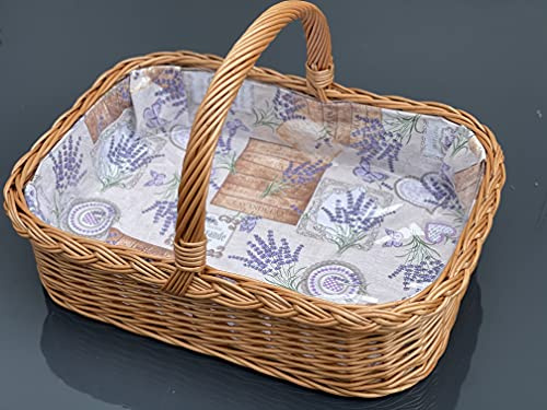Bukora® Korbtablett mit Henkel mit Futter in Lavendelmotiv