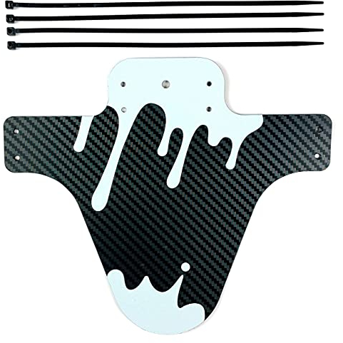 INION - Mud Guard Schutzblech Carbon Look Spritzschutz MTB Kotflügel für Vorne oder Hinten inkl. Kabelbinder - (WEIß/SCHWARZ Carbon Look, 2X Stück)