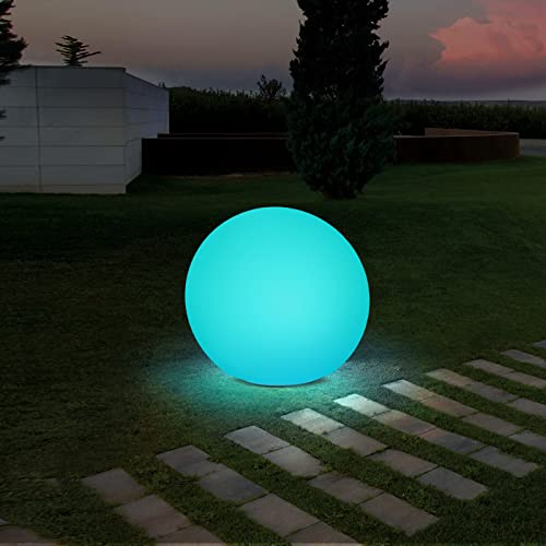 Jonwall Lamparas Solares Jardin Exterior, Solares Lamparas Exterior RGBW, Bola de luz solar 30cm, Bola solar con cambio de color, Lamparas solares LED IP67 1800mAh Bateria para jardin, balcon terraza