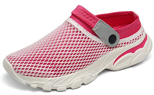 SMajong Zoccoli e Sabot Uomo Donna Ciabatte da Casa Traspiranti Pantofole da Spiaggia Leggero Antiscivolo Scarpe da Mare Estate Sandali Unisex Clogs da Giardino Rosa, 40 EU