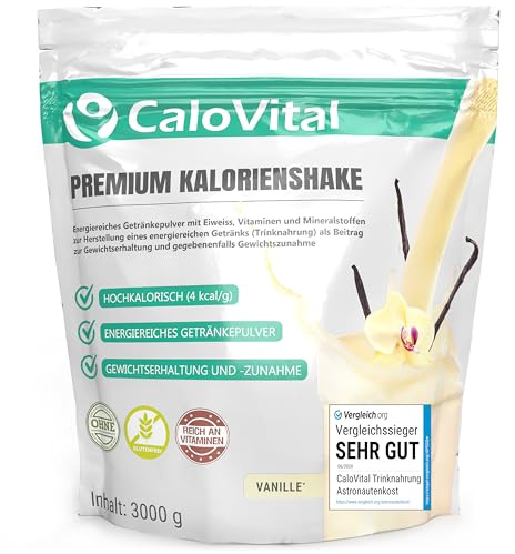 CaloVital Trinknahrung hochkalorisch zum Zunehmen, Vanille 3000g | Kalorien Shake mit Kohlenhydraten & Eiweiß, hochdosiert mit vielen Vitaminen, Premium Qualität aus Deutschland
