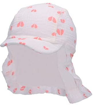 Sterntaler Baby Mädchen Schirmmütze Baby Schirmmütze Nackenschutz Herzen - Schirmmütze Baby, Baby Mützen - aus Baumwolle - beige, 47