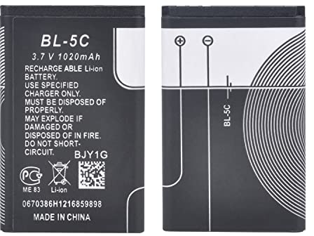 Hisewen BL-5C 3.7V Batteria sostitutiva per Nokia 3100, 3110, 1100, 1101, 1110, 1110i, 1112, 1200 e dispositivi radio(2Pack)