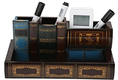 Tomotato Stifthalter aus Holz, Stifthalter aus Holz im Retro-Stil, Antik Bibliothek, Bücher, Design, Stifthalter für Zuhause, Büro, Schreibtisch, Stift Organizer