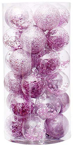 6cm Weihnachtskugel Transparente Christbaumkugeln, 30 Stück Weihnachtsbaumkugeln zum Befüllen Weihnachtsbaumschmuck Hängender Kugel für Weihnachten Party Geburtstag Hochzeit Dekoration,Lila