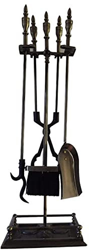 Brennholzregale mit Kaminbesteck, Bronze 78 cm/