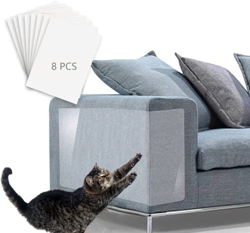 Pack 8 Láminas de 43x30,5cm Adhesivas Protector Sofá, Arañazos Gatos, Protector para Muebles de Puerta de Sofá 8 Piezas