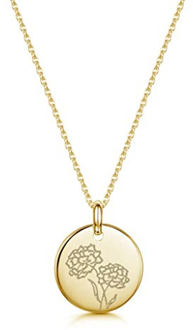 Personalisierte Geburtsblumen-Halskette für Damen - 18K Vergoldeter Edelstahl - Individuelles Geburtstagsgeschenk - Für Mutter, Schwester, Tochter - Verstellbare 40-45cm Kette (October: Marigold)