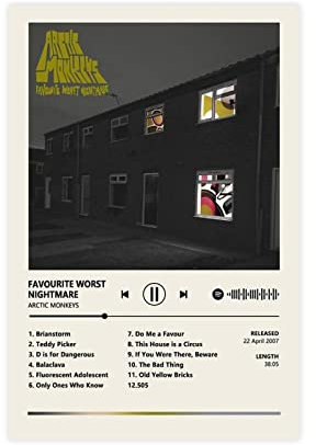 RIPEX Sänger Arctic Monkeys Favourite Worst Nightmare Album Cover Leinwand Poster Schlafzimmer Dekor Sport Landschaft Büro Zimmer Dekor Geschenk Rahmen Stil 30 x 45 cm