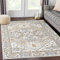 LuxFocus Teppiche Wohnzimmer Rutschfester Teppich Moderner Blumenteppich Maschinenwaschbarer Teppich Orientalisches Design Bodenmatte mit Kurzflor für Schlafzimmer Weiß-Beige 120x170 cm