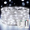 Vacoulery Guirnalda Luces Pilas Con Timer, 10M 100LED Cadena Micro de Alambre 8 Modos, Hadas Para Decoración Interior Bodas Fiesta de Navidad, Blanco Frío