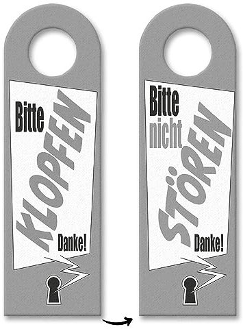 Bitte nicht stören oder klopfen Türhänger 3er Set mit Schlüsselloch Motiv in grau als praktisches Türschild für Menschen die nicht gestört werden wollen wenn sie am arbeiten sind