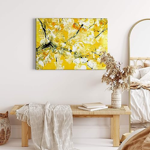 A.S. Création Leinwandbild Kunstwerk abstrakt - Kunstdruck gelb - 70x50 cm Querformat - moderne Wanddekoration Schlafzimmer Wohnzimmer Küche - Bild auf Keilrahmen