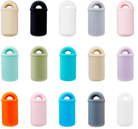 SUPERFINDINGS 24Pcs 12couleurs Perles de Bouteille de Qualité Alimentaire Perles en Silicone Écologiques Perles en Forme de Dessin Animé Perles à Grand Trou pour la Fabrication de Bijoux Trou: 2.2mm