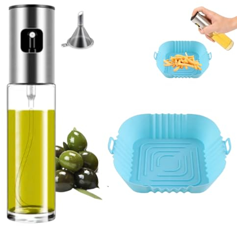 Donda's House® Pack 2. Pulverizador aceite freidora aire + molde silicona. pulverizador aceite. pulverizador aceite spray. Accesorios airfryer. Aceitera antigoteo. moldes para freidora de aire.
