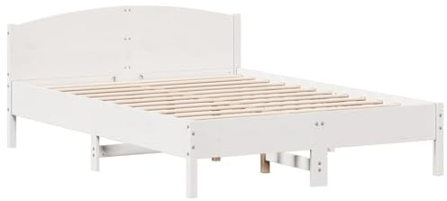 vidaXL Massivholzbett ohne Matratze Weiß 140x200 cm Kiefernholz