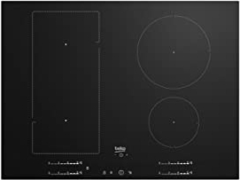 Beko HII74700UF 70cm Induction Hob 4 Burners 1 Section Indyflex 9 Cooking Levels Black Glass (Reconditionné)