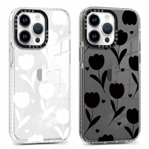Xylota 2 Pezzi Cover per iPhone 11 Pro Max 6,5,Trasparente Custodia con Aesthetic Disegni Fiori Donne Ragazze Cover, Sottile Silicone Morbida TPU Bumper Antiurto Protettiva Case per iPhone 11 Pro Max