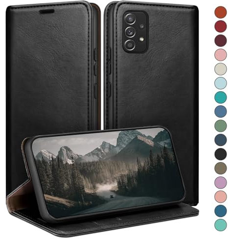 HUOUH for Samsung Galaxy A53 Wallet case with RFID Blocking PU Leather,Credit Card Holder,Flip Folio Book Phone cases Shockproof Cover Women Men for Samsung A53 case Black