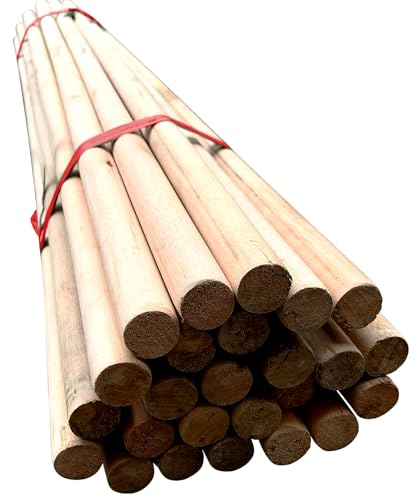 BH | 1.2m x 24mm - Wooden Broom Handle | Mop Stick | Pole, for Mop Head, Used for Trade, DIY (Pack of 25) - by Best House