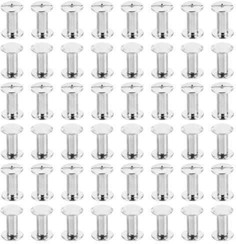 PATIKIL M5x12mm Chicago-Schrauben, 50 Sets Chicago-Schrauben Phillips-Bindungsschrauben Bolzen Leder-Nieten Messing-Befestigungselemente Verbindungsstücke Stahl, silberfarben