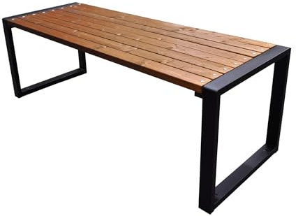 Primario Grande Gartentisch aus Skandinavischem Holz - Gartenmöbel mit Pulverbeschichtet Rahmen - Gartentisch Wetterfest mit Bodenbefestigung - Garten Tisch (Grande, Braun 200cm,Breite 60cm)