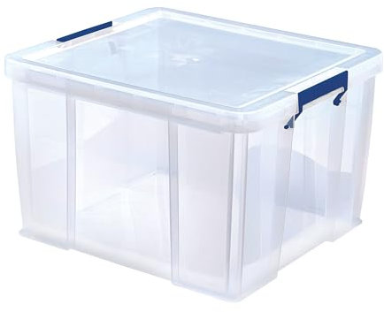 BANKERS BOX 2x 48L Plastic Storage Boxes with Lids. ProStore Super Strong Stackable Plastic Storage Boxes (30 x 41 x 37 cm), Made in the UK, Clear